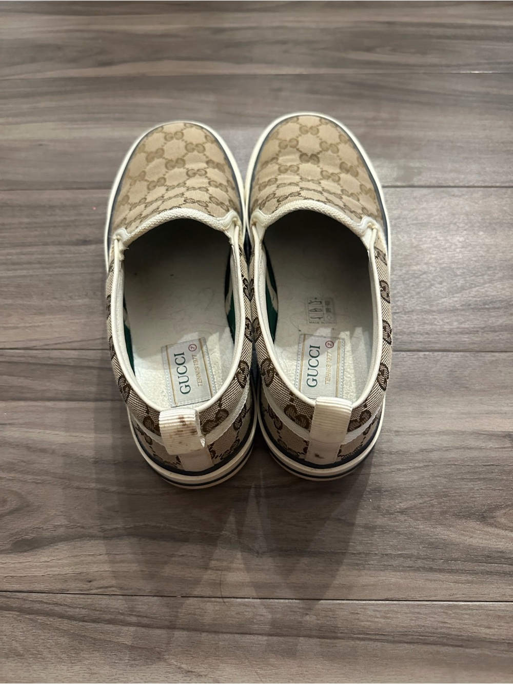 Gucci Brown Beige GG Canvas Slip-On Sneakers - Picture 3 of 3
